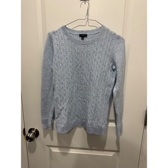 Talbots Sweaters - Talbots Womens Sweater Cable Knit Donegal Fleck Light Blue Petite P